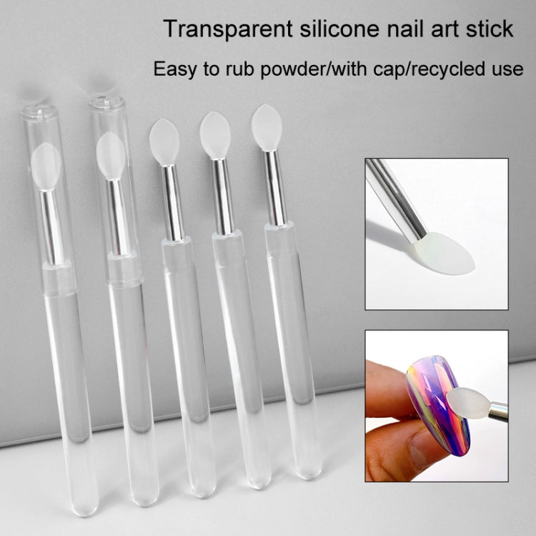 2pcs Nail Art Silicone Applicator Sticks Multi-Purpose Dabbing Powder Glitter Eyeshadow Brush Applying Manicure Tool