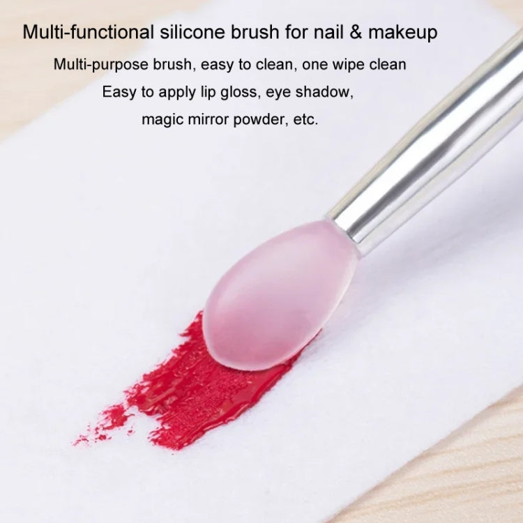 2pcs Nail Art Silicone Applicator Sticks Multi-Purpose Dabbing Powder Glitter Eyeshadow Brush Applying Manicure Tool