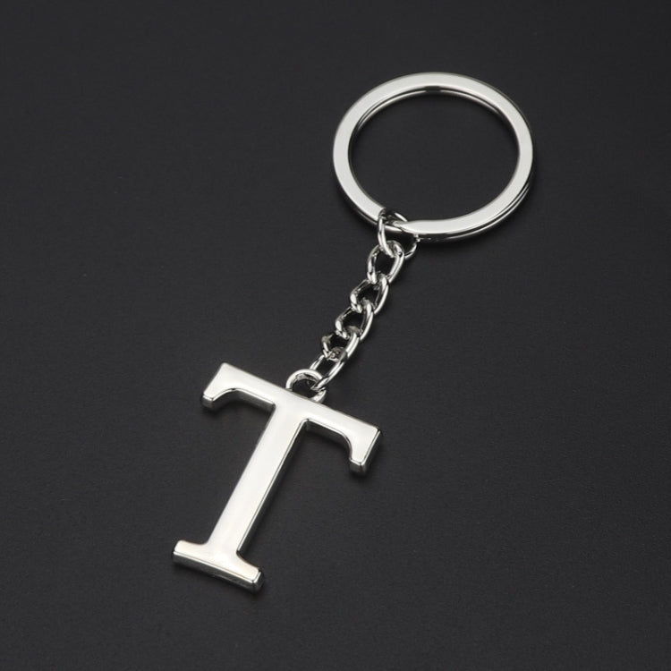 Double-Sided Three-Dimensional Plating Alphabet Keychain, Style: T