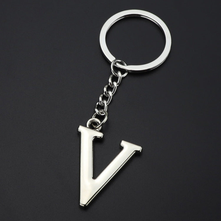 Double-Sided Three-Dimensional Plating Alphabet Keychain, Style: V