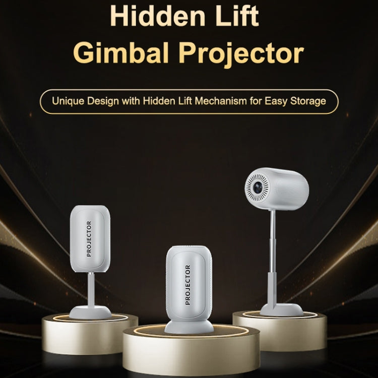 TS-6 Android 11 WiFi6 4K Mini Projector Hidden Lift Gimbal Projector US Plug - White