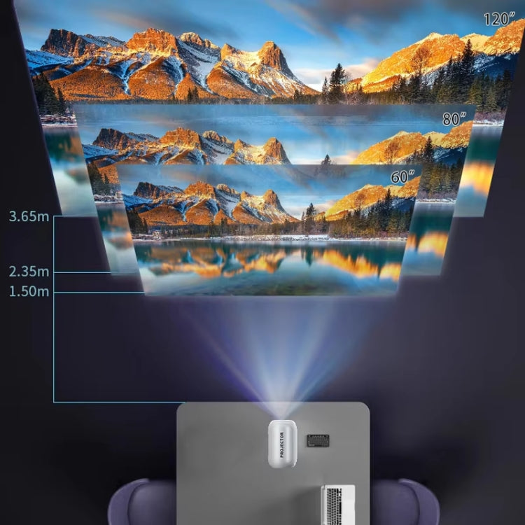 TS-6 Android 11 WiFi6 4K Mini Projector Hidden Lift Gimbal Projector UK Plug - White