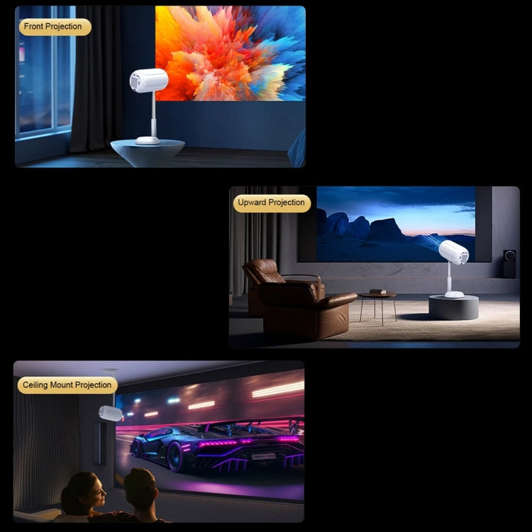 TS-6 Android 11 WiFi6 4K Mini Projector Hidden Lift Gimbal Projector EU Plug - White