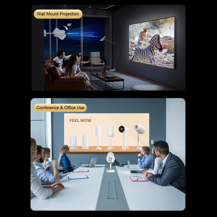 TS-6 Android 11 WiFi6 4K Mini Projector Hidden Lift Gimbal Projector EU Plug - White