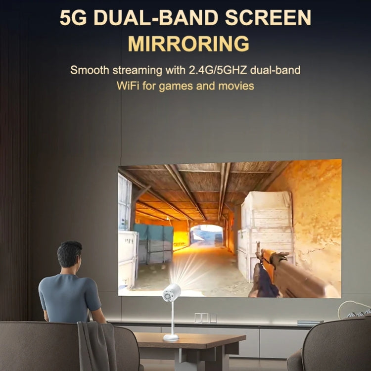 TS-6 Android 11 WiFi6 4K Mini Projector Hidden Lift Gimbal Projector US Plug - White