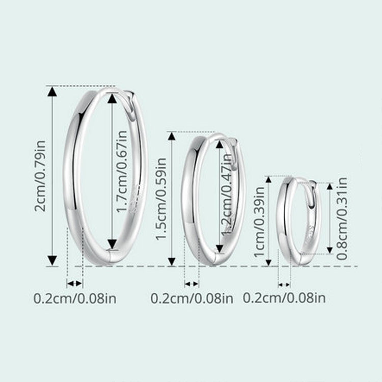 SCE1772 S925 Sterling Silver Platinum-plated Hoop Earrings, Size: S