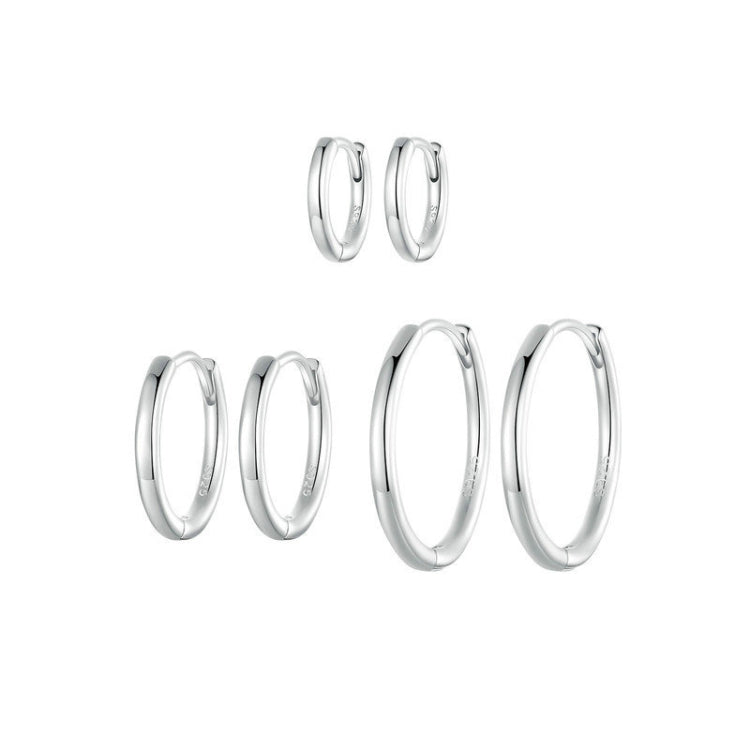 SCE1772 S925 Sterling Silver Platinum-plated Hoop Earrings, Size: S