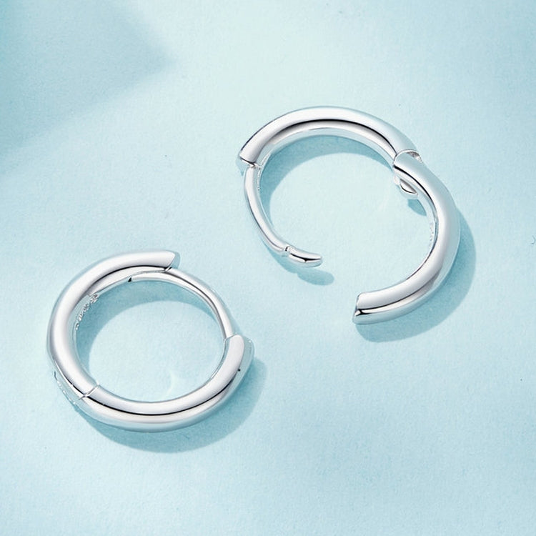 SCE1772 S925 Sterling Silver Platinum-plated Hoop Earrings, Size: S