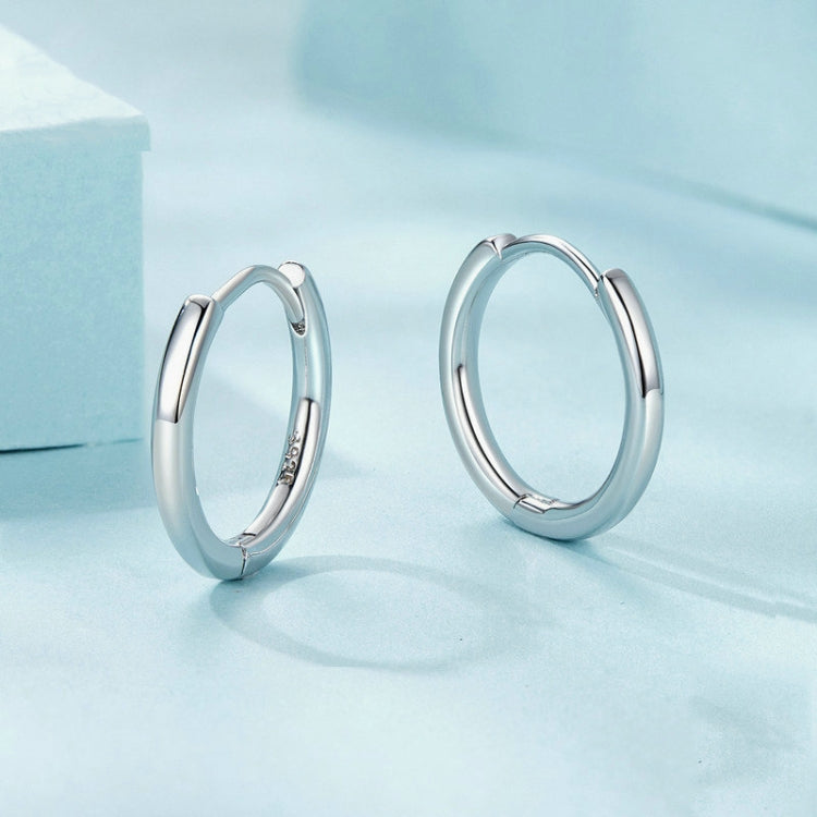 SCE1772 S925 Sterling Silver Platinum-plated Hoop Earrings, Size: L