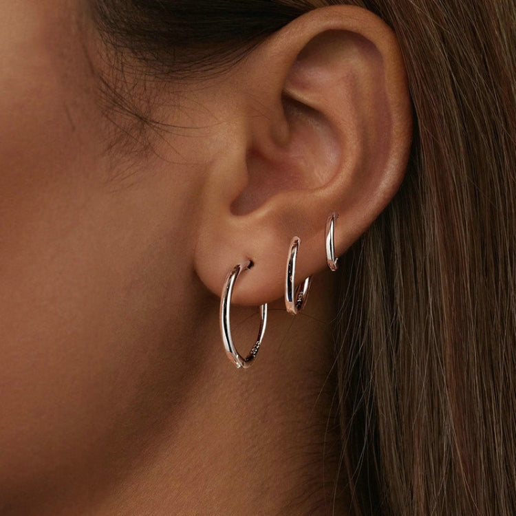SCE1772 S925 Sterling Silver Platinum-plated Hoop Earrings, Size: M
