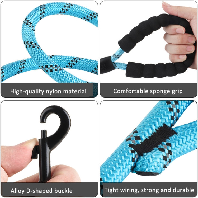 Double Handle Dog Leash Nylon Reflective Rope for Control Safety Training, Size: 150 x 1.2cm