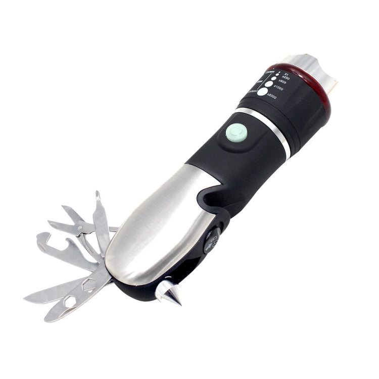 Outdoor Window Breaking Escape Safety Hammer Emergency Flashlight - Black White