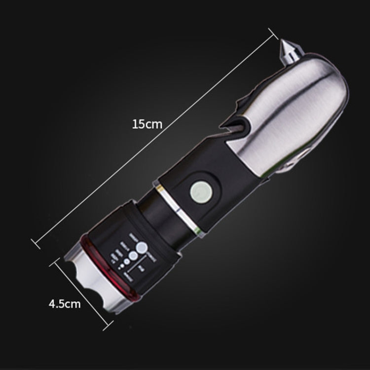 Outdoor Window Breaking Escape Safety Hammer Emergency Flashlight - Black White