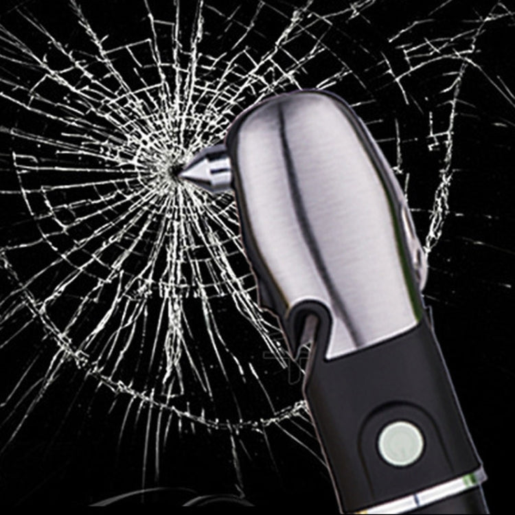 Outdoor Window Breaking Escape Safety Hammer Emergency Flashlight - Black White