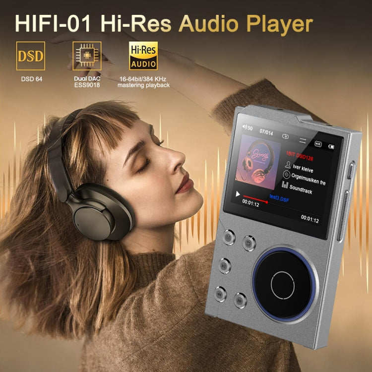 2.4 Inch HIFI Bluetooth Music Player DSD256 Mastering Sound Quality Walkman, Memory: 16GB+16GB