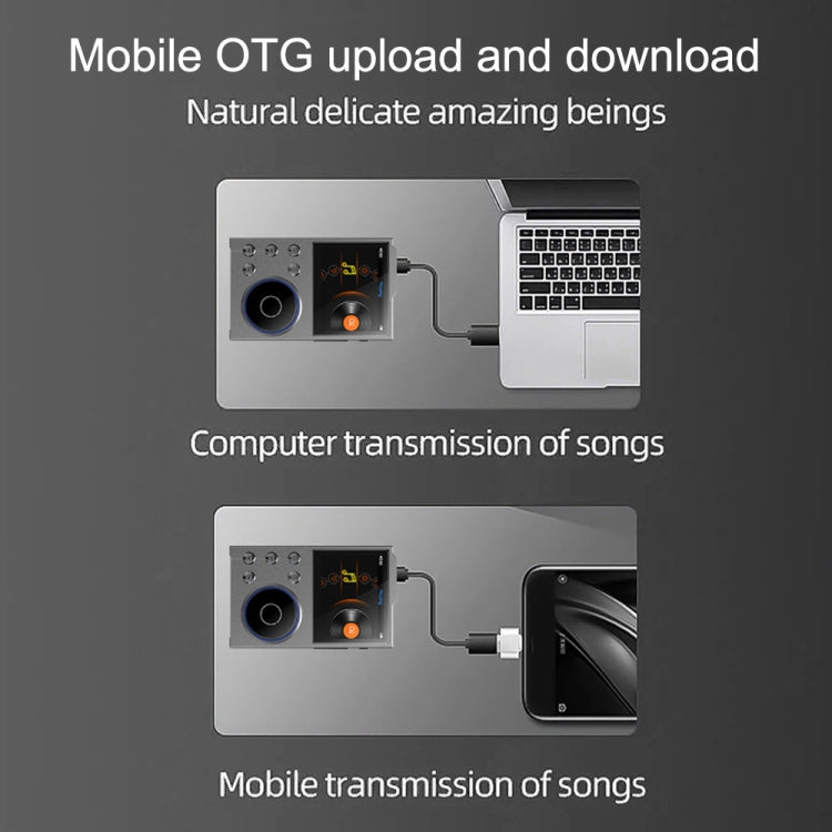 2.4 Inch HIFI Bluetooth Music Player DSD256 Mastering Sound Quality Walkman, Memory: 16GB+8GB