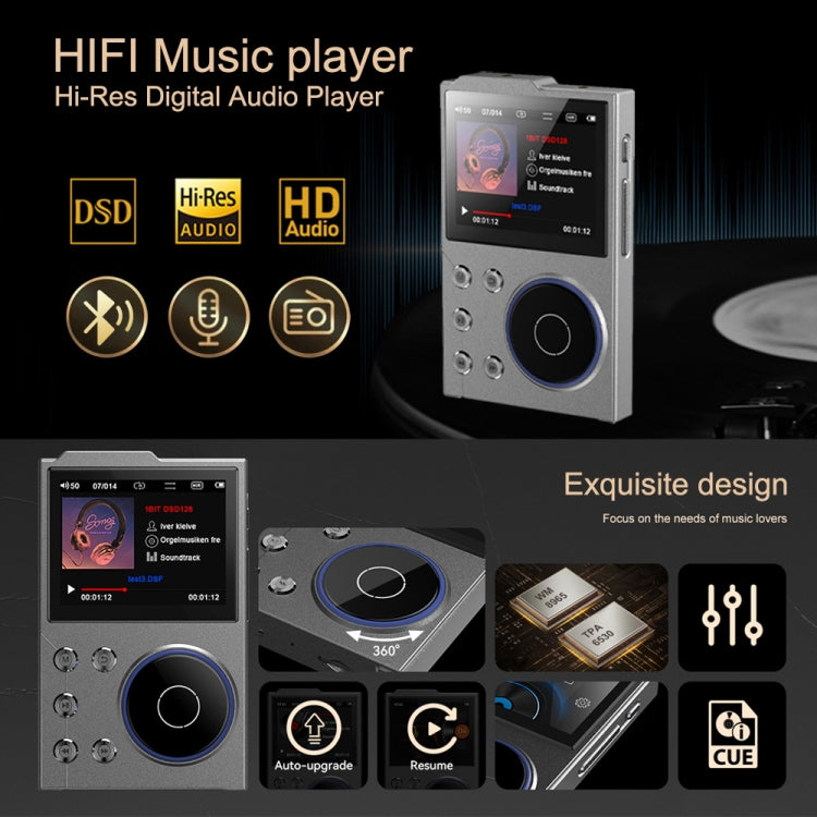 2.4 Inch HIFI Bluetooth Music Player DSD256 Mastering Sound Quality Walkman, Memory: 16GB