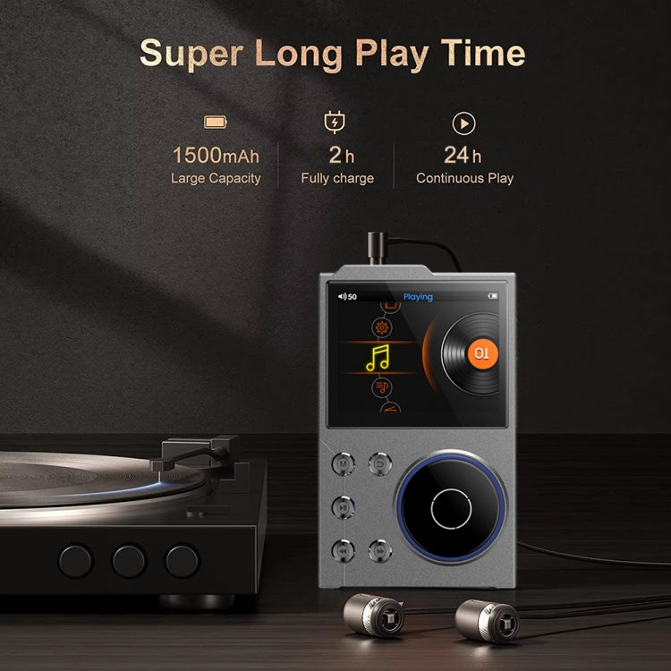 2.4 Inch HIFI Bluetooth Music Player DSD256 Mastering Sound Quality Walkman, Memory: 16GB+16GB