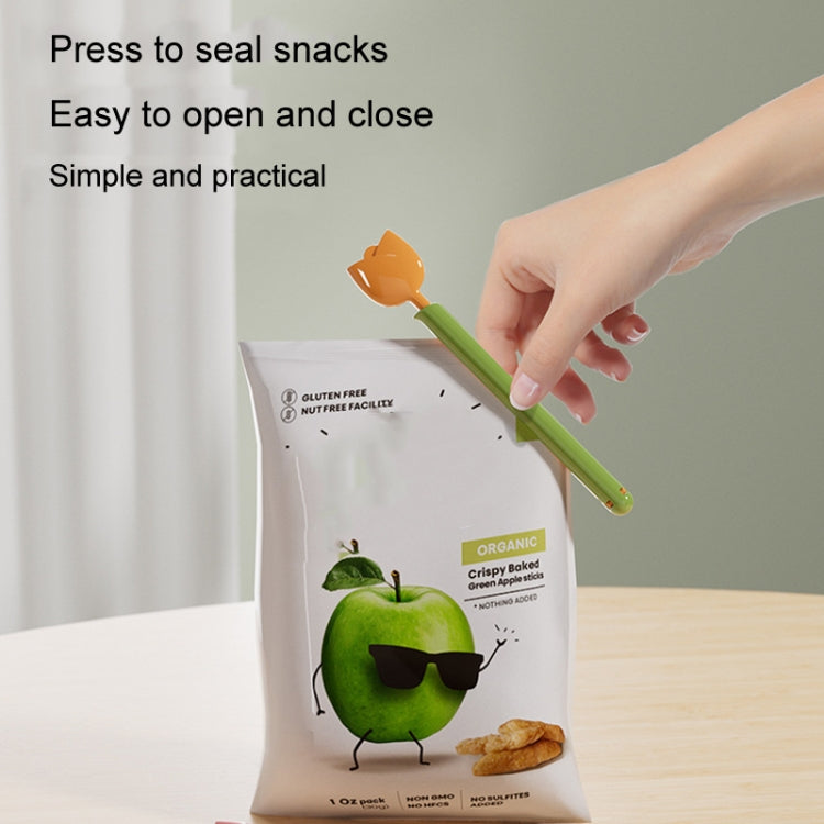 5pcs /Box Tulip Shaped Food Bag Sealing Clip Portable Snack Bread Sealing Clip With Magnetic Storage Box