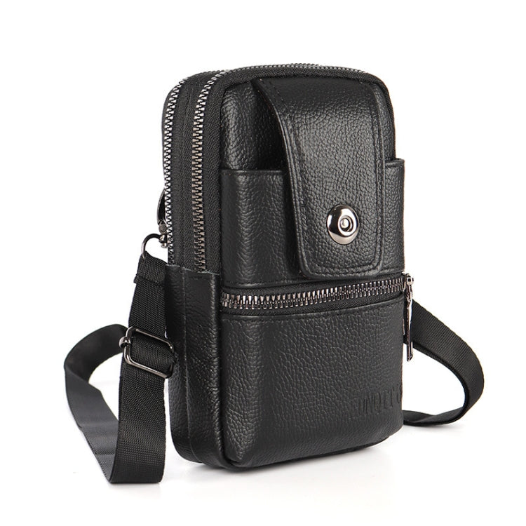 KUNQITIAN Mobile Phone Waist Bag Belt Leather Case With Shoulder Strap, Size: S
