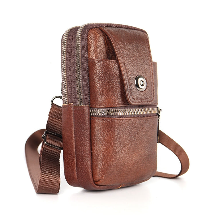 KUNQITIAN Mobile Phone Waist Bag Belt Leather Case With Shoulder Strap, Size: L
