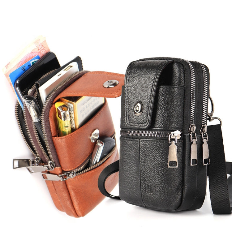 KUNQITIAN Mobile Phone Waist Bag Belt Leather Case With Shoulder Strap, Size: S