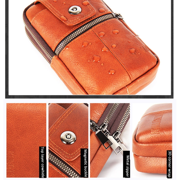 KUNQITIAN Mobile Phone Waist Bag Belt Leather Case With Shoulder Strap, Size: M