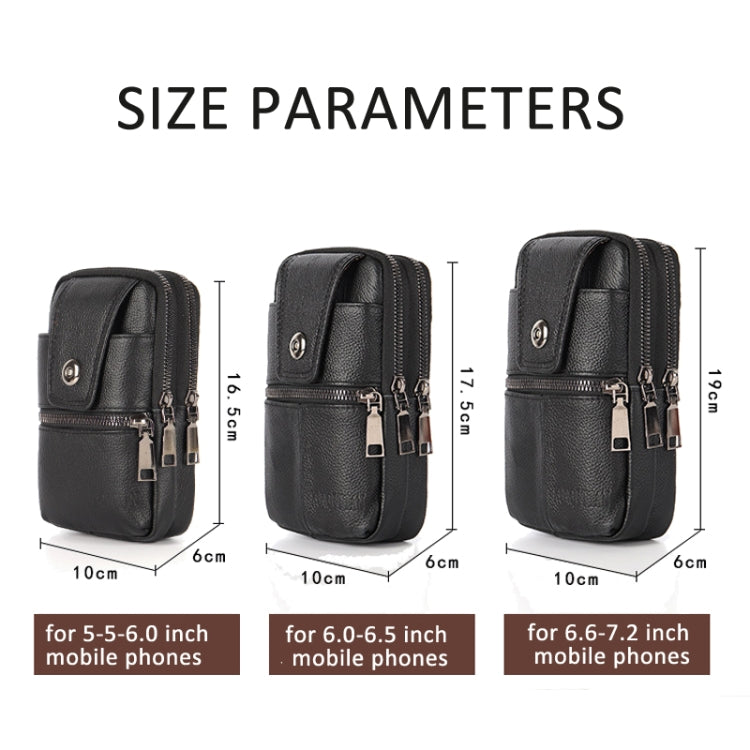 KUNQITIAN Mobile Phone Waist Bag Belt Leather Case With Shoulder Strap, Size: L