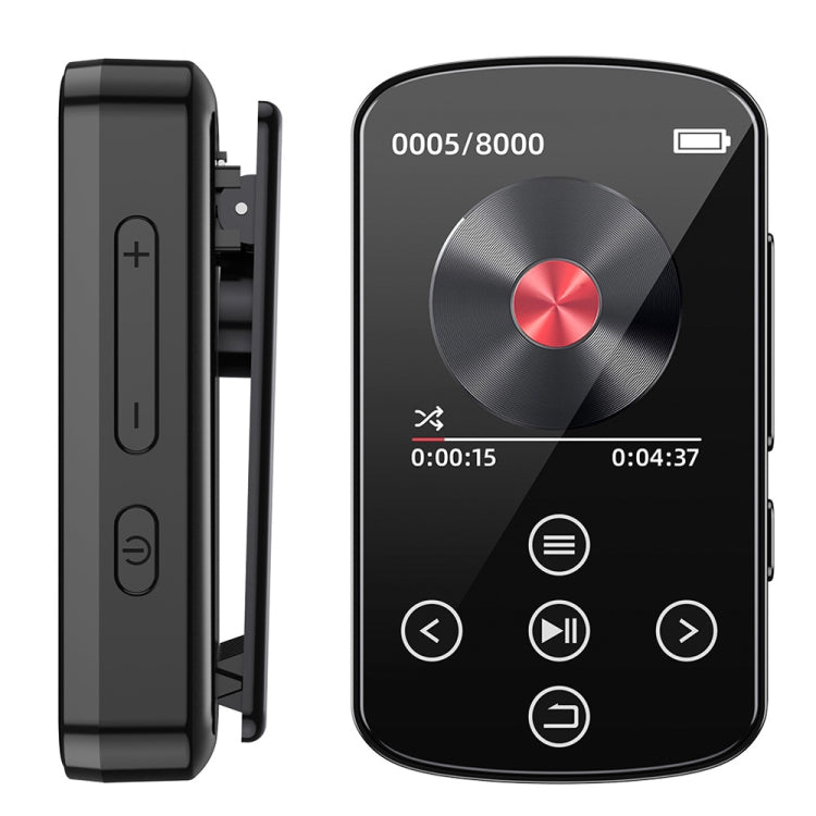 MP3 Bluetooth Music Player HIFI Sports Clip Touch Screen MP4, Memory: 32GB - Black