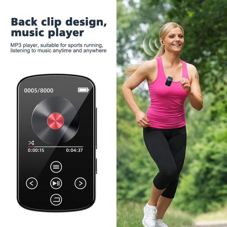 MP3 Bluetooth Music Player HIFI Sports Clip Touch Screen MP4, Memory: 64GB - Black