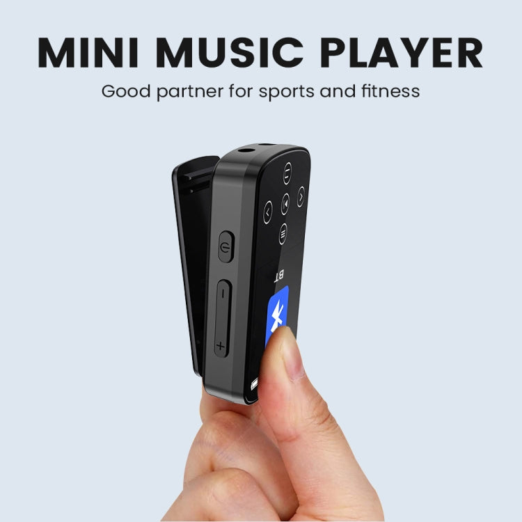 MP3 Bluetooth Music Player HIFI Sports Clip Touch Screen MP4, Memory: 64GB - Black
