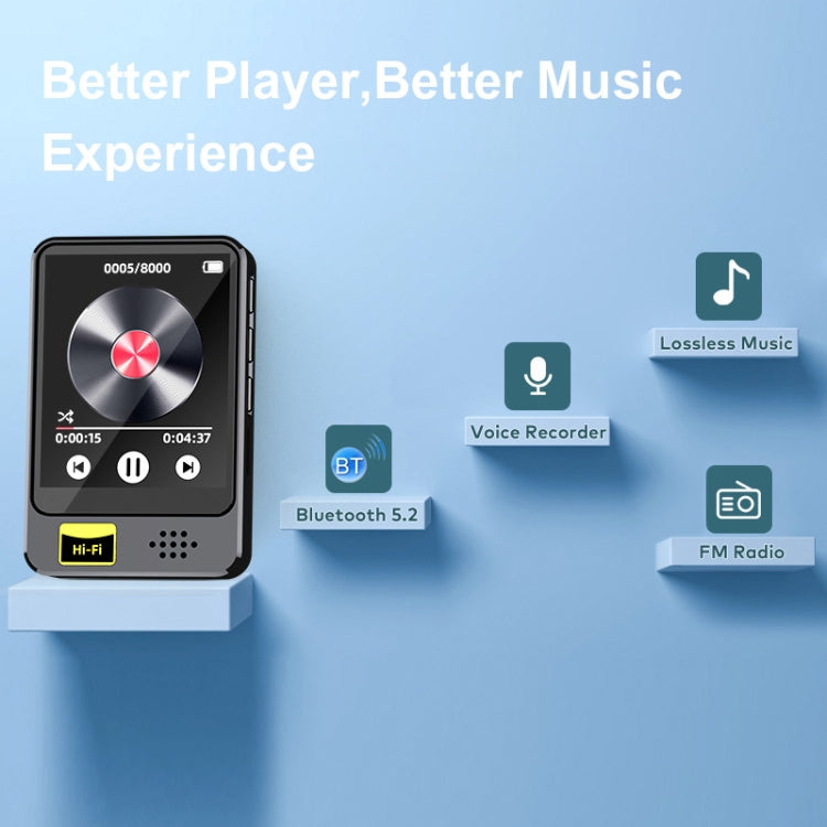 MP3 / MP4 Music Player Bluetooth Radio E-book Playback Walkman, Memory: No TF Card - Black