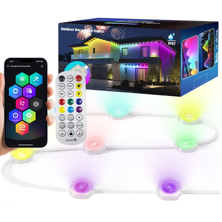 Bluetooth Outdoor Roof Lights Colorful Waterproof Smart Control Holiday Lights, Style: 15m 30 Lights