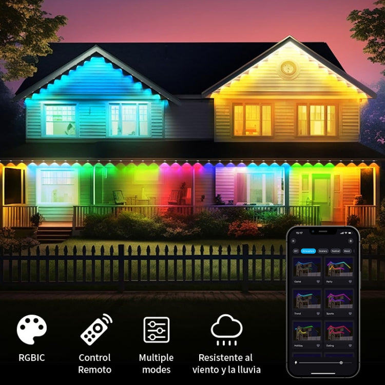 Bluetooth Outdoor Roof Lights Colorful Waterproof Smart Control Holiday Lights, Style: 30m 60 Lights