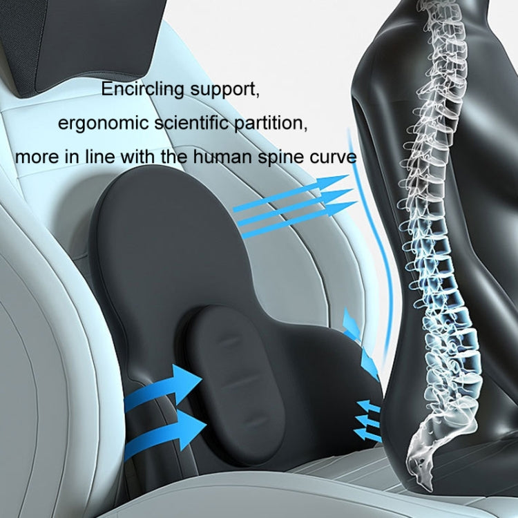 Multifunctional Car Memory Foam Adjustable Lumbar Support, Color: Classic Black