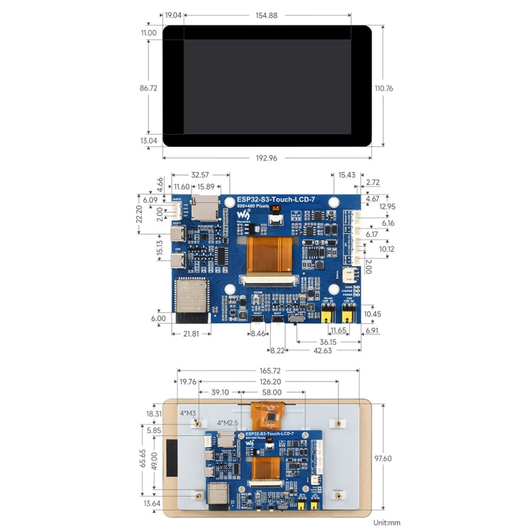 Waveshare ESP32-S3 7-Inch 800 X 480 Touch Display Development Board - 27078