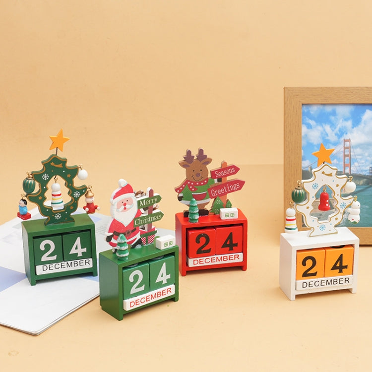 Children Toy Christmas Gift Wooden Calendar Christmas Eve Desktop Ornament, Style: Moose