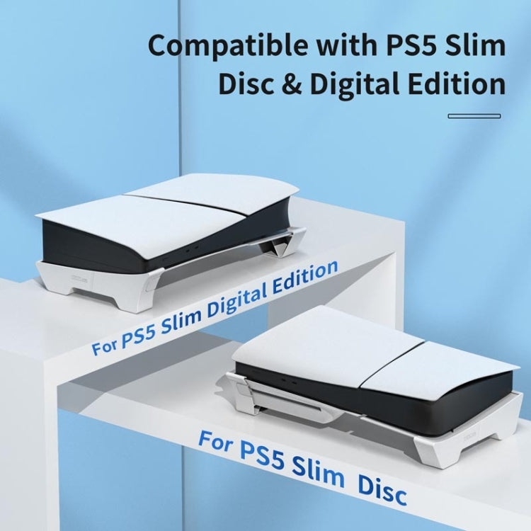 For PS5 Slim STARTRC GAMES Base Horizontal Placement Bracket Game Console Horizontal Fixed Cooling Base - White Upgraded Digital/Disc Universal