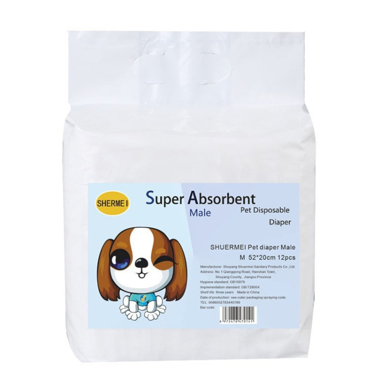 SHUERMEI Disposable Pet Diapers Menstrual Pants, Size: Male M 12pcs /Pack
