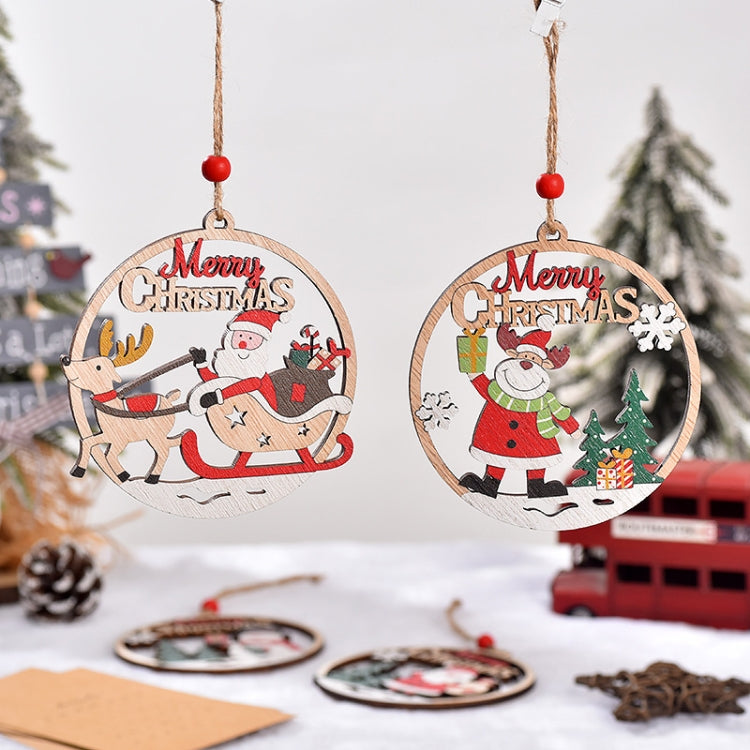 Christmas Day Decoration Hollow Wooden Pendant, Style: Snowman