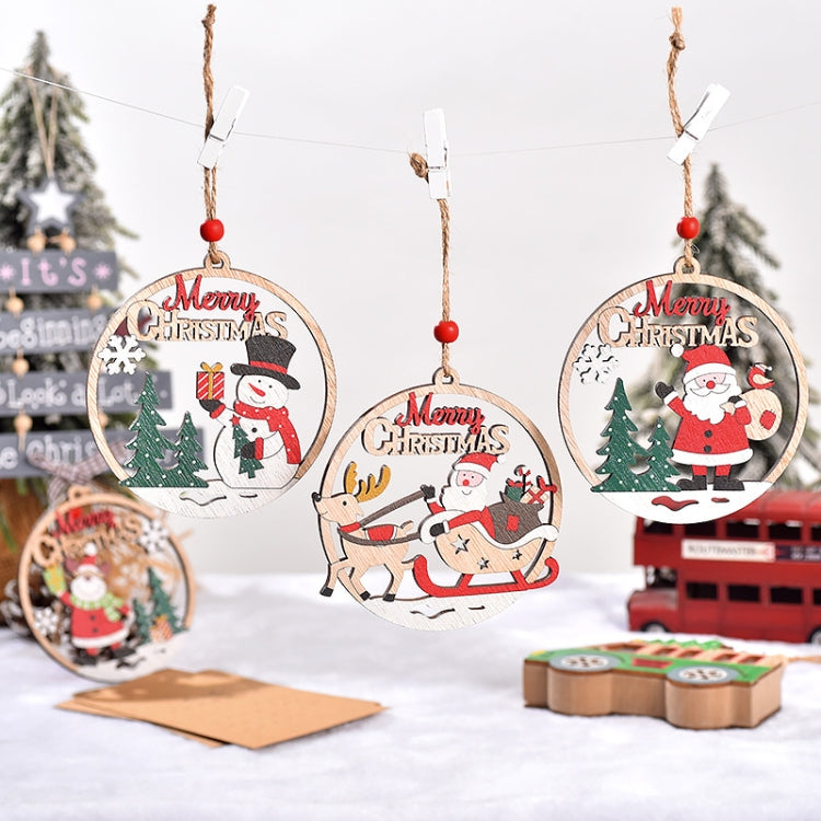 Christmas Day Decoration Hollow Wooden Pendant, Style: Moose