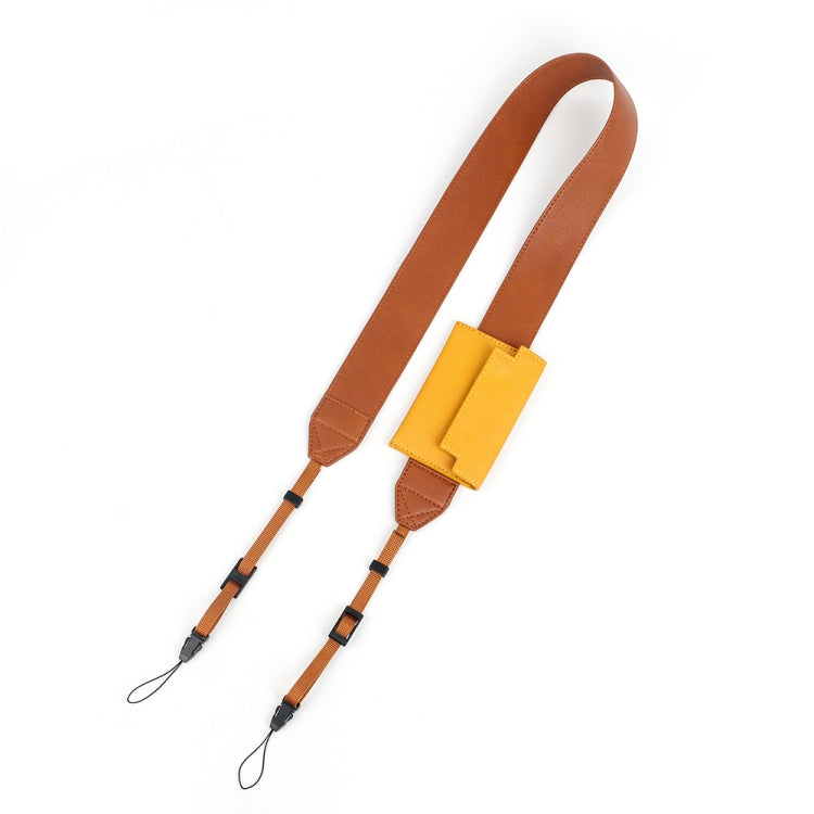 Universal PU Leather Shoulder Strap For SLR Cameras With Card Holder - Brown