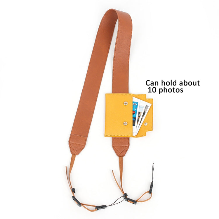 Universal PU Leather Shoulder Strap For SLR Cameras With Card Holder - Brown