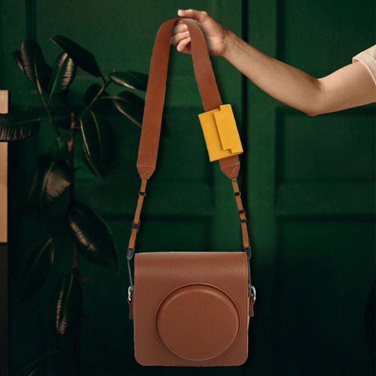 Universal PU Leather Shoulder Strap For SLR Cameras With Card Holder - Brown