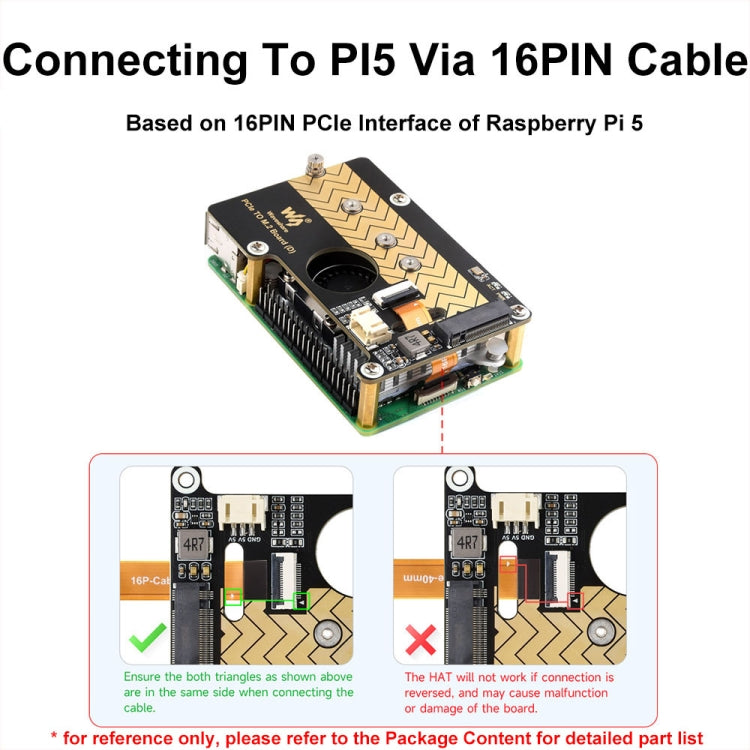 Waveshare For Raspberry Pi 5 PCIe To M.2 Adapter Board Support NVMe Protocol - 27709