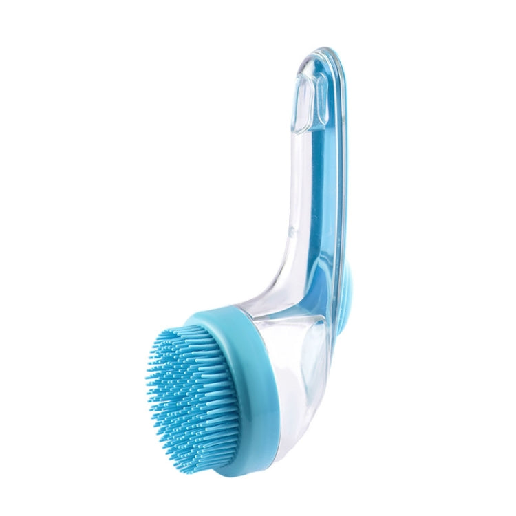 Long Handle Pet Bathing Brush Silicone Dogs Cats Cleaning Massage Brush Grooming Comb, Style: Fine Teeth Blue