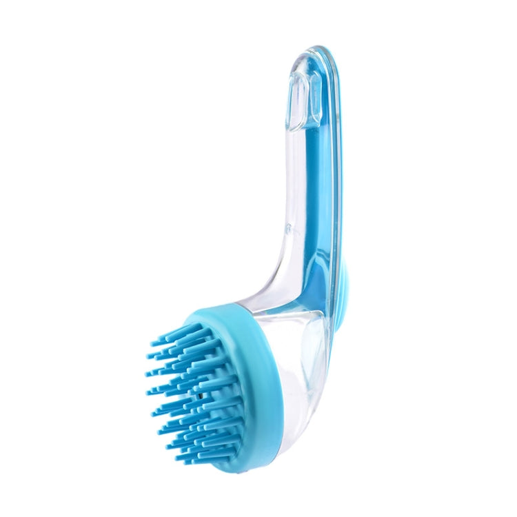 Long Handle Pet Bathing Brush Silicone Dogs Cats Cleaning Massage Brush Grooming Comb, Style: Coarse Teeth Blue