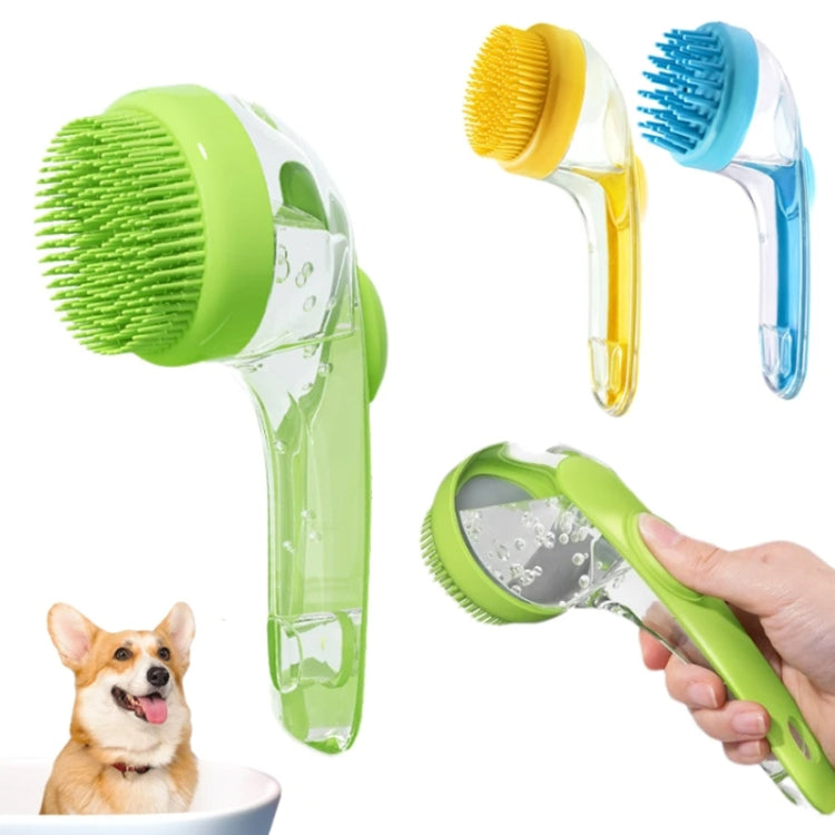 Long Handle Pet Bathing Brush Silicone Dogs Cats Cleaning Massage Brush Grooming Comb, Style: Fine Teeth Yellow