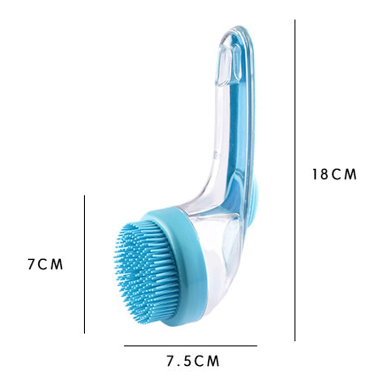 Long Handle Pet Bathing Brush Silicone Dogs Cats Cleaning Massage Brush Grooming Comb, Style: Coarse Teeth Blue