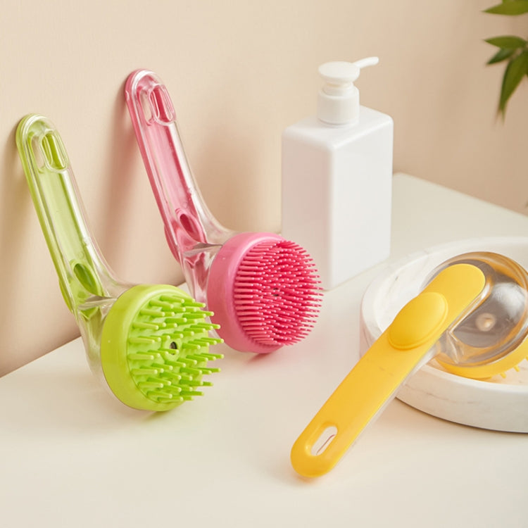 Long Handle Pet Bathing Brush Silicone Dogs Cats Cleaning Massage Brush Grooming Comb, Style: Coarse Teeth Yellow